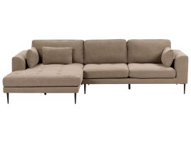 Right Hand Fabric Corner Sofa Light Brown FLAM
