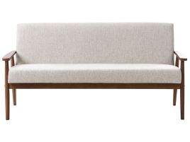 COLBOURNE Fabric 3 Seater Sofa - Grey with Dark Oak