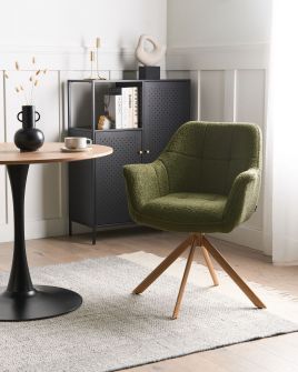 CIXUFA Boucle Swivel Dining Chair - Green