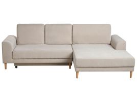 YELVERDON Chenille Fabric 3 Seater L Shaped Corner Sofabed - Beige, Right Hand Facing