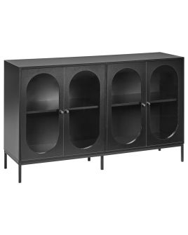 Glass Display Cabinet LANGFORD Wood 137 cm 40 cm Black