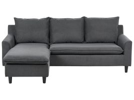 Right Hand Fabric Corner Sofa Dark Grey ELVENES
