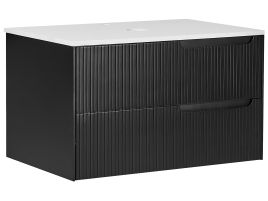 Wall Mounted Washbasin Cabinet QUINTELA 80 cm 52 cm 48 cm Black