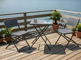 BRELTON Garden Bistro Table and Chair Set - Grey