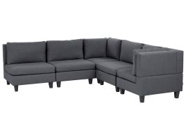 5 Seater Left Hand Modular Fabric Corner Sofa Dark Grey UNSTAD