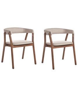 Set of 2 Dining Chairs MYLO Fabric Beige