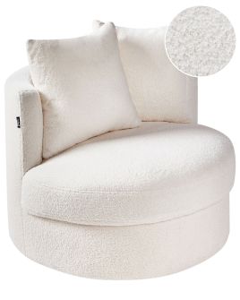 Swivel Armchair DALBY Boucle White