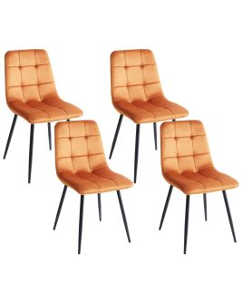 Set of 4 Dining Chairs POWELL Velvet Orange