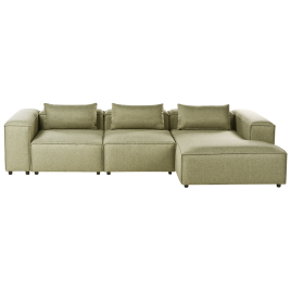 COMLEIGH Fabric 4 Seater L Shaped Corner Sofa - Light Green, Left Hand Facing