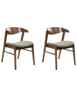 FORDENWELL Fabric Dining Chairs - Set of 2 - Dark Brown with Green