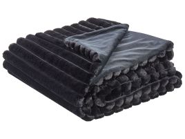 Bedspread RAKYA Faux Fur 200 x 220 cm Black