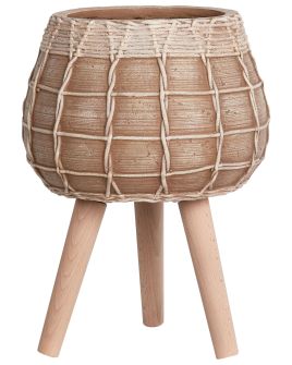 Elevated Plant Pot DARMERA Ceramic 30 cm Light Brown