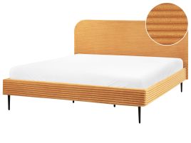 ALFYAT Bed Corduroy 180 x 200 cm (EU Super King) Orange