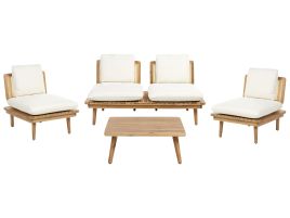 Garden Lounge Set with Table 4 Seater ACCADIA Certified Acacia Wood Light Beige