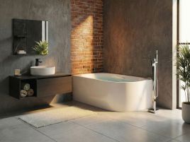 CEPARO Corner Bath Tub Right Hand - White
