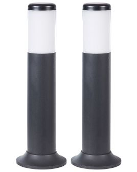 Set of 2 Outdoor Bollard Lamps GARDNER Black