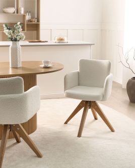 DAQEXI Boucle Dining Chairs Set of 2 - Off White