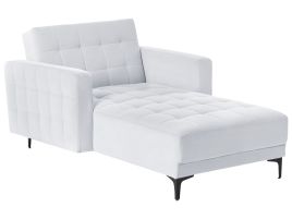 ABERVON Velvet Chaise Lounge Light Grey