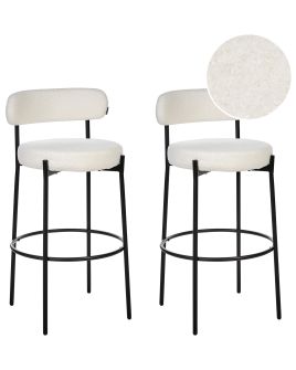 Set of 2 Bar Chairs ALLISON Boucle White