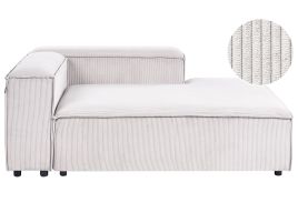 TROMSO Corduroy Fabric Left-Hand Chaise Lounge - White