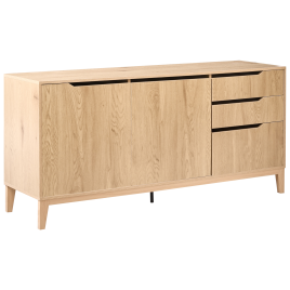 BRAYDENNE 2 Door Sideboard with 3 Drawer - Light Oak
