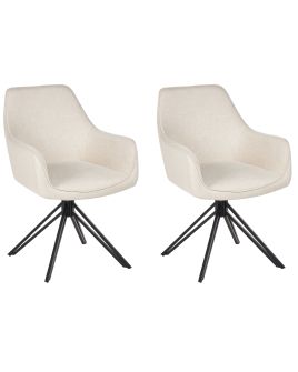 Set of 2 Dining Chairs Swivel JODAR Light Beige