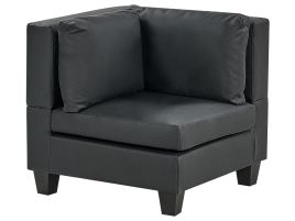Faux Leather Corner Section Black UNSTAD