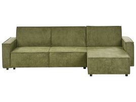 Corner Sofabed - ROMARA Left Hand Facing Fabric Green