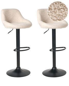 GATCOMBE Boucle Fabric Swivel Bar Stools Set of 2 - Light Beige