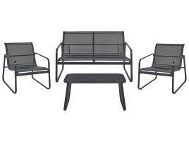 Garden Lounge Set with Table 4 Seater BARREA Metal Black