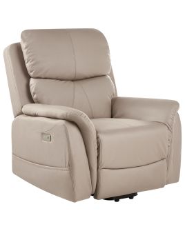 Electric Recliner Chair GLORIE with Massage Faux Leather Taupe