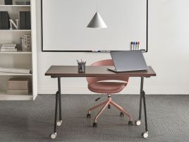 FEXUFA Foldable Office Desk - Dark Brown and Black, 120cm