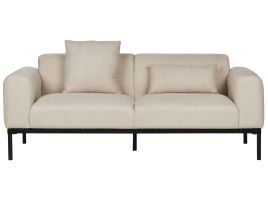 2 Seater Faux Linen Sofa Beige MALMOS