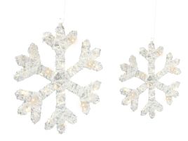 HADDINGTON Set of 2 Christmas Decorations LED Snowflake - White