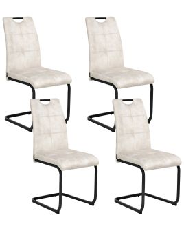 DOLMERE Fabric Dining Chairs - Set of 4 - Light Beige