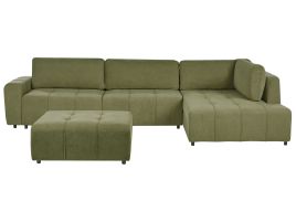 INKVIN Fabric 4 Seater L Shaped Corner Sofabed - Green, Right Hand Facing