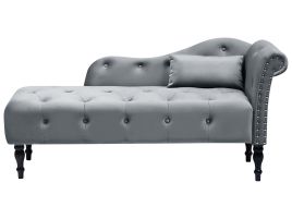 STOWHURST Velvet Right-Hand Chaise Lounge - Grey