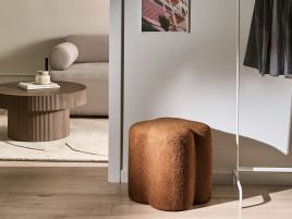 NALERO Boucle Ottoman Pouffe - Golden Brown