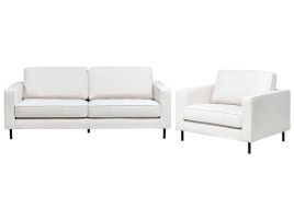CLOVENDEN Fabric 3 Seater and Armchair Sofa Set - Off White