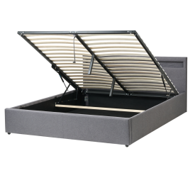AVELLE Kingsize Fabric Ottoman Storage Bedframe - Dark Grey