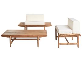 Garden Lounge Set with Table 2 Seater GIAVENO Acacia Wood Off-White