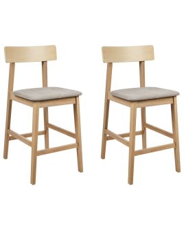 Set of 2 Bar Chairs ISANTI Wood Taupe