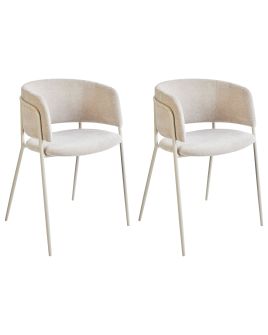 SPRIRGEN Set of 2 Dining Chairs Chenille Light Beige