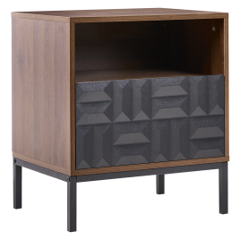 CARAQUINA 1 Drawer Bedside Table - Dark Brown