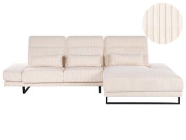 Left Hand Jumbo Cord Corner Sofa Beige IKAST