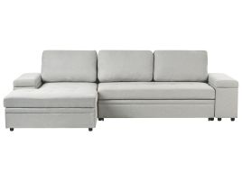 Corner Sofabed - HRESIY Right Hand Facing Fabric with Storage Light Grey
