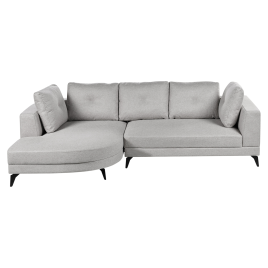NORALITH Faux Linen 3 Seater L Shaped Corner Sofa - Grey, Right Hand Facing