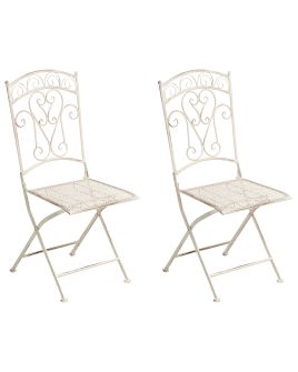 ENDERHURST Set of 2 Garden Chairs Folding Metal - Beige