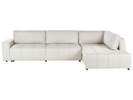 Corner Sofabed - INKVIN Left Hand Facing 4 Seater Fabric with Storage Light Beige