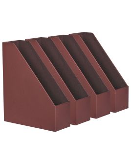 Set of 4 Faux Leather File Holders Red SUMER